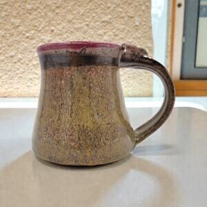 Handmade Studio Pottery Mug Signed Doc ’92 Earth Tone Drip Glaze Coffee Cup